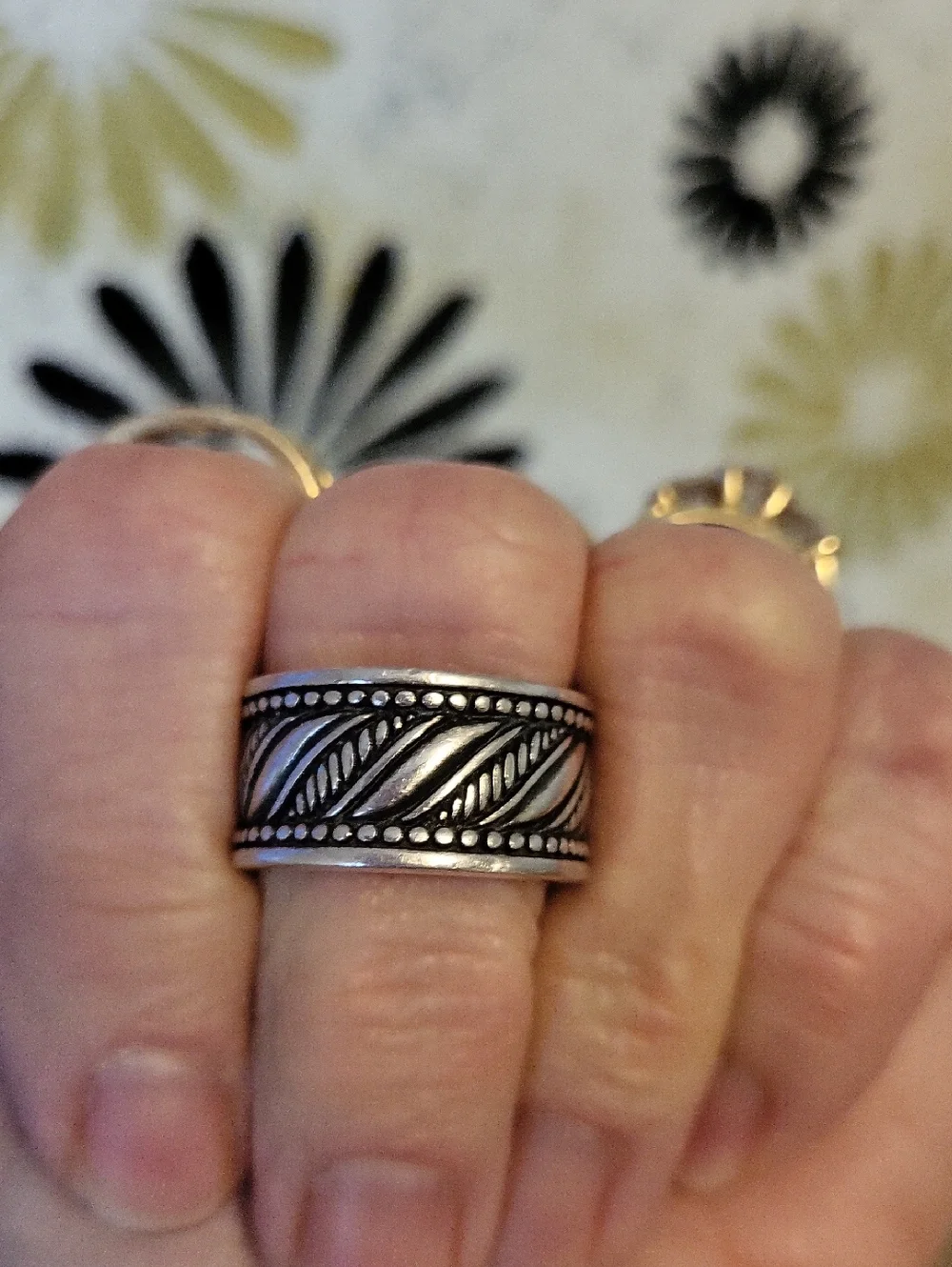 Vintage Brighton 925 Detailed Wide Band Ring